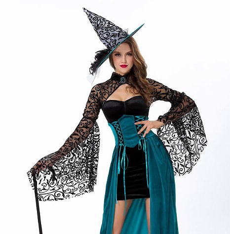 レディース　ハロウィン　コスチューム　魔女　魔法使い　魔術師　女王様　占い師　フリーサイズ　本格派　リアルデザイン　公演　演劇　お化け　ハロウィン　コスプレ　衣装　イベント　パーティ　仮装　ブラック　ホワイト　送料無料