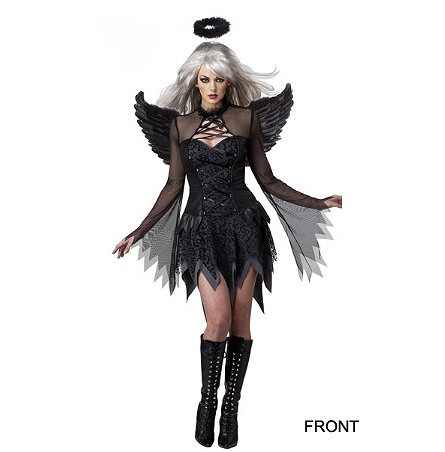 レディース　コスチューム　堕天使　黒天使　ダークエンジェル　小悪魔　悪魔　魔女　デビル　セクシー　フリーサイズ　本格派　リアルデザイン　ハロウィン　公演　演劇　お化け　コスプレ　衣装　イベント　パーティ　仮装　ブラック　送料無料