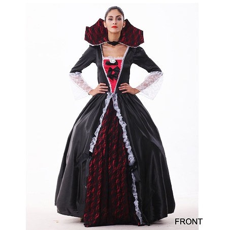 レディース　コスチューム　吸血鬼　ヴァンパイア　女王　お妃　女帝　ドラキュラ　魔女　魔法使い　ゾンビ　花嫁　フリーサイズ　本格派　リアルデザイン　ハロウィン　公演　演劇　お化け　コスプレ　衣装　イベント　パーティ　仮装　ブラック　送料無料