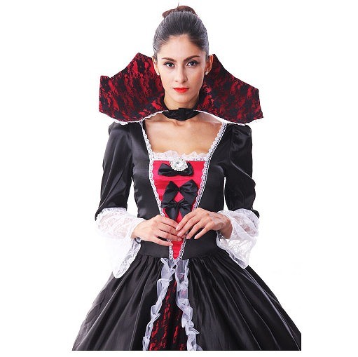 レディース　コスチューム　吸血鬼　ヴァンパイア　女王　お妃　女帝　ドラキュラ　魔女　魔法使い　ゾンビ　花嫁　フリーサイズ　本格派　リアルデザイン　ハロウィン　公演　演劇　お化け　コスプレ　衣装　イベント　パーティ　仮装　ブラック　送料無料