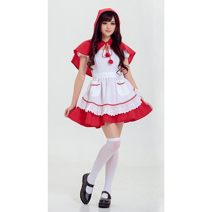 レディース　コスチューム　赤ずきんちゃん　ドレス　ハロウィン　コスプレ　セクシー　衣装　本格派　リアル　ステージ　演劇　公演　イベント　パーティ　仮装　レッド　送料無料