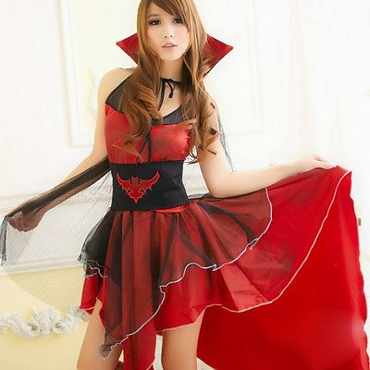 レディース　コスチューム　吸血鬼　女王　ドレス　ハロウィン　コスプレ　セクシー　衣装　本格派　リアル　ステージ　演劇　公演　イベント　パーティ　仮装　レッド　送料無料