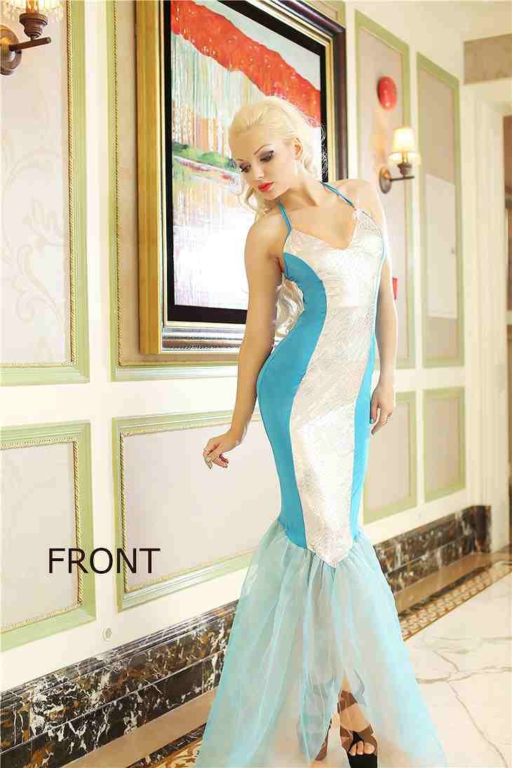 レディース　コスチューム　人魚　マーメイド　ドレス　ハロウィン　コスプレ　セクシー　衣装　本格派　リアル　ステージ　演劇　公演　イベント　パーティ　仮装　ブルー　送料無料