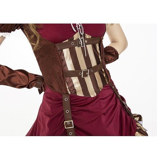 レディース　コスチューム　カウボーイ　カウガール　西部劇　映画　フリーサイズ　本格派　リアルデザイン　公演　演劇　お化け　ハロウィン　コスプレ　衣装　イベント　パーティ　仮装　レッド　送料無料