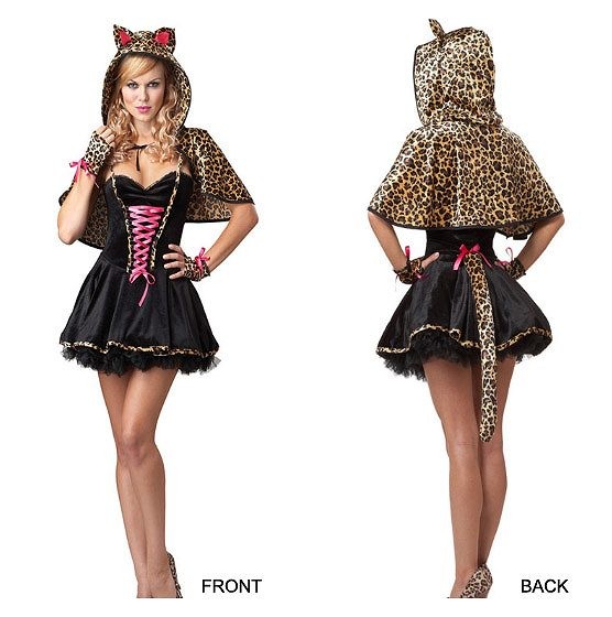 レディース　コスチューム　チーター　豹　ヒョウ　レオパード　動物　アニマル　ドレス　フリーサイズ　本格派　リアルデザイン　公演　演劇　お化け　ハロウィン　コスプレ　衣装　イベント　パーティ　仮装　ブラック　送料無料