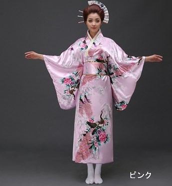 レディース　コスチューム　着物　きもの　芸者　和風　和服　民族衣装　お稽古　手習い　日舞　茶道　お琴　三味線　本格派　リアルデザイン　公演　演劇　お化け　ハロウィン　コスプレ　衣装　イベント　パーティ　仮装　レッド　ピンク　ブラック　ブルー　送料無料