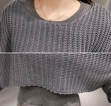 レディース　ニット　ツーピースドレス　トップス＆ワンピース　ミニワンピ　長袖　ポンチョ風　ラウンドネック　無地　大人可愛い　シンプル　リゾート　お出かけ　パーティ　入学式　卒業式　謝恩会　デート　ブラック　グレー　送料無料