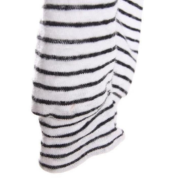 レディース　Ｔシャツ　長袖　ミドル丈　ピンストライプ　パッドスリーブ　大人カジュアル　普段着　お出かけ　おしゃれ　デート　リゾート　ホワイト　ブラック　送料無料