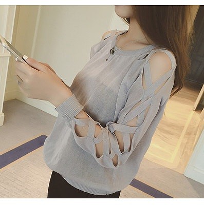 レディース　トップス　セクシー　レーススリーブ　ニット　カットソー　ラウンドネック　無地　長袖　シンプル　カジュアル　フリーサイズ　大人可愛い　フェミニン　デート　お出かけ　デイリー　ブラック　グレー　ホワイト　送料無料