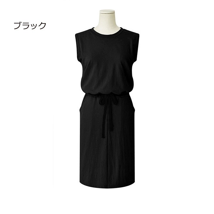 レディース　膝丈　ワンピース　無地　ノースリーブ　ラウンドネック　エレガント　リボン　フォーマル　お呼ばれ　結婚式　2次会　パーティ　謝恩会　入学式　卒業式　参観日　発表会　大きいサイズ　シンプル　デート　ブラック　グリーン　送料無料