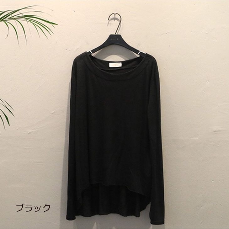 レディース　トップス　カットソー　Tシャツ　無地　ラウンドネック　長袖　スリーブスリット　シンプル　カジュアル　大人可愛い　フェミニン　フリーサイズ　オフィス　デート　お出かけ　デイリー　普段着　グレー　チャコール　ブラック　アイボリー　送料無料