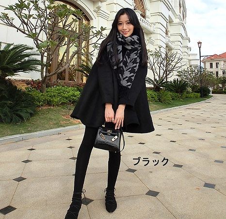 レディース　アウター　ゆったり　ウール　ポンチョコート　長袖　シンプル　無地　カジュアル　大人可愛い　フェミニン　オフィス　通勤　OL　学生　デート　お出かけ　デイリー　レッド　ブラック　送料無料