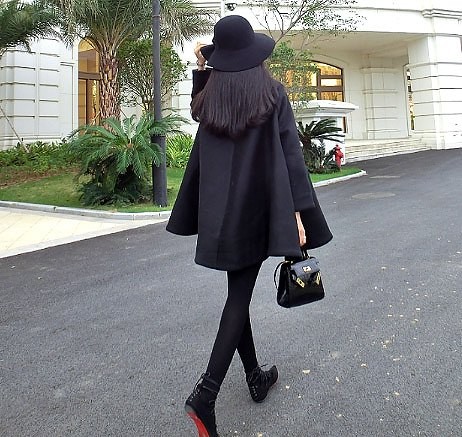 レディース　アウター　ゆったり　ウール　ポンチョコート　長袖　シンプル　無地　カジュアル　大人可愛い　フェミニン　オフィス　通勤　OL　学生　デート　お出かけ　デイリー　レッド　ブラック　送料無料