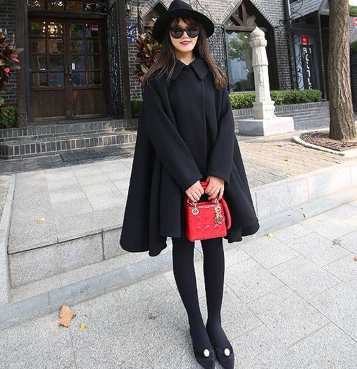 レディース　アウター　ゆったり　ウール　ポンチョコート　長袖　シンプル　無地　カジュアル　大人可愛い　フェミニン　オフィス　通勤　OL　学生　デート　お出かけ　デイリー　レッド　ブラック　送料無料