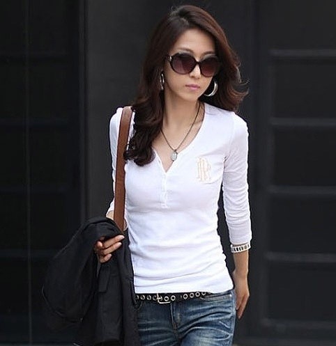 レディース　Ｔシャツ　長袖　ヘンリーネック　おしゃれ　ストリート　カジュアル　大人可愛い　エレガント　デート　デイリー　お出かけ　ホワイト　ブラック　ネイビー　送料無料