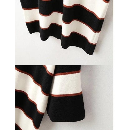 レディース　ニットセーター　７分袖　ボーダー　ロング丈　ルーズスタイル　おしゃれ　ストリート　カジュアル　大人可愛い　エレガント　デート　デイリー　お出かけ　ホワイト　グレー　送料無料