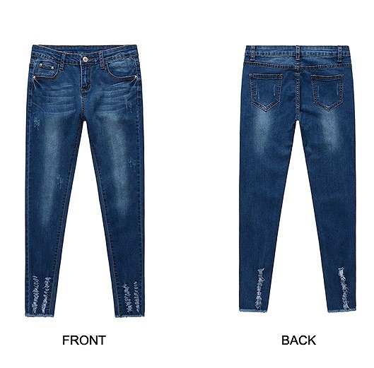 レディース　ボトムス　クロップドパンツ　スキニー　カットオフデニム　ジーンズ　無地　9分丈　大人カジュアル　フェミニン　大きいサイズ　シンプル　美脚　脚長効果　リゾート　普段着　デイリー　お出かけ　デート　ブルー　送料無料