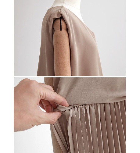 レディース　オールインワン　ノースリーブ　パンツスーツ　無地　プリーツ　ウエストゴム　フリーサイズ　大人カジュアル　フェミニン　シンプル　オフィス　入学式　卒業式　フォーマル　パーティー　デイリー　お出かけ　デート　ブラック　ベージュ　送料無料