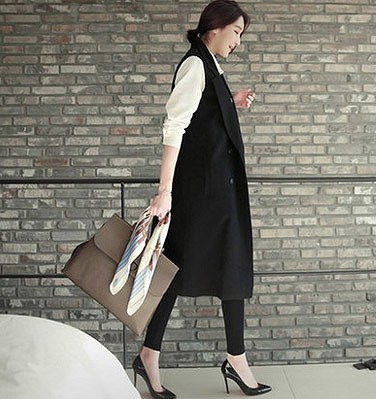 レディース　アウター　トレンチ　ロングコート　ノースリーブ　ベスト　ダブル　大きいサイズ　シンプル　無地　カジュアル　大人可愛い　フェミニン　ビジネス　仕事　オフィス　デート　お出かけ　デイリー　ブラック　ホワイト　送料無料