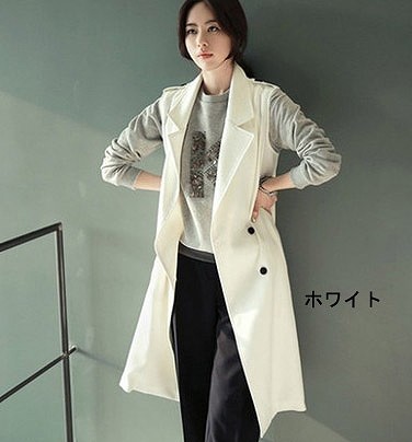 レディース　アウター　トレンチ　ロングコート　ノースリーブ　ベスト　ダブル　大きいサイズ　シンプル　無地　カジュアル　大人可愛い　フェミニン　ビジネス　仕事　オフィス　デート　お出かけ　デイリー　ブラック　ホワイト　送料無料