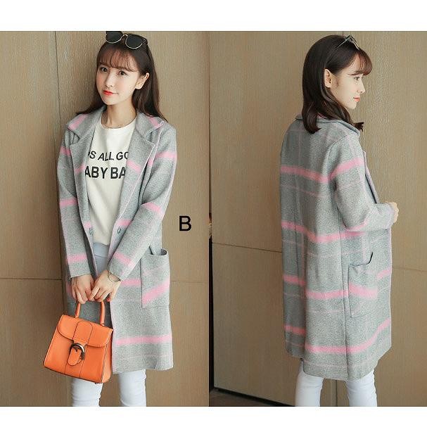 レディース　ニット　カーディガン　ライトアウター　コート　長袖　ランダムボーダー　シンプル　カジュアル　秋冬　大人可愛い　フェミニン　オフィス　仕事　デート　お出かけ　デイリー　普段着　レッド　グレー　ブラック　ネイビー　送料無料
