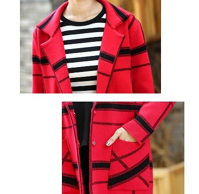 レディース　ニット　カーディガン　ライトアウター　コート　長袖　ランダムボーダー　シンプル　カジュアル　秋冬　大人可愛い　フェミニン　オフィス　仕事　デート　お出かけ　デイリー　普段着　レッド　グレー　ブラック　ネイビー　送料無料