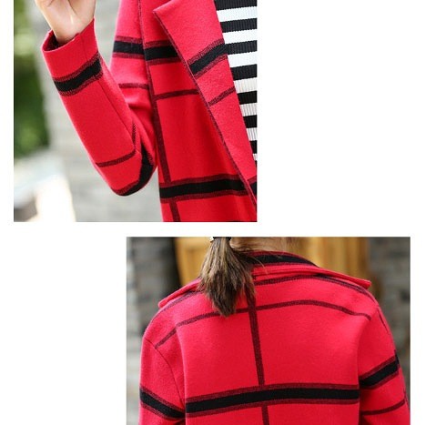 レディース　ニット　カーディガン　ライトアウター　コート　長袖　ランダムボーダー　シンプル　カジュアル　秋冬　大人可愛い　フェミニン　オフィス　仕事　デート　お出かけ　デイリー　普段着　レッド　グレー　ブラック　ネイビー　送料無料