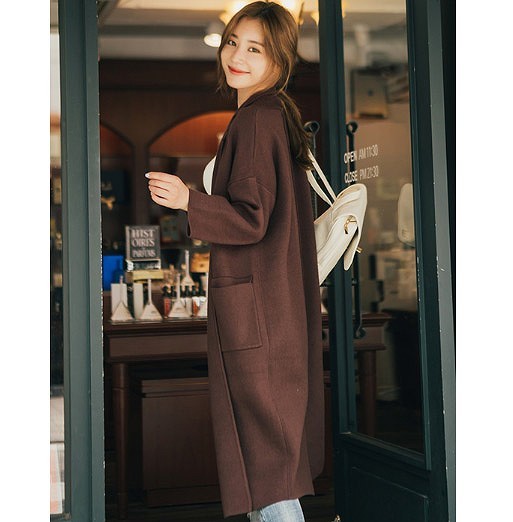 レディース　アウター　ロングコート　長袖　カーディガン　ライトアウター　無地　シンプル　カジュアル　秋冬　ポケット　大人可愛い　フリーサイズ　フェミニン　オフィス　仕事　デート　お出かけ　デイリー　普段着　カーキ　ブラウン　送料無料