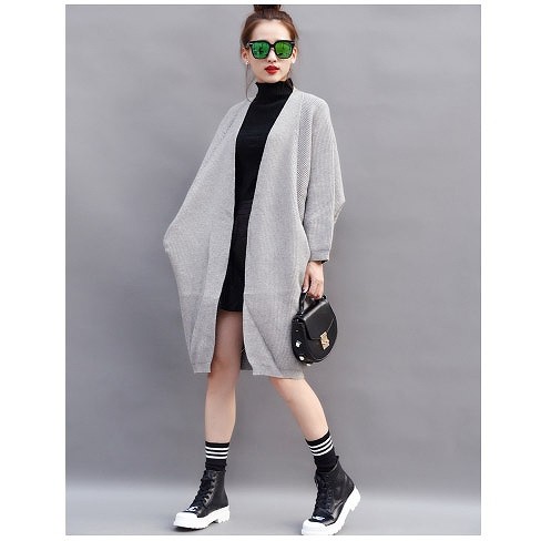 レディース　セミロング　ショール　カーディガン　ライトアウター　長袖　無地　シンプル　カジュアル　春秋冬　フリーサイズ　大人可愛い　フェミニン　オフィス　デート　お出かけ　デイリー　普段着　ホワイト　グレー　送料無料