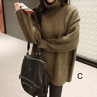レディース　トップス　タートルネック　ゆるセーター　ニット　プルオーバー　長袖　無地　シンプル　ゆったり　カジュアル　フリーサイズ　大人可愛い　フェミニン　デート　お出かけ　デイリー　ホワイト　グレー　カーキ　送料無料