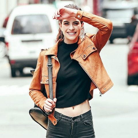 レディース　ライトアウター　スエードジャケット　フロントジップ　ショートジャケット　長袖　無地　シンプル　カジュアル　大人可愛い　リゾート　デート　お出かけ　デイリー　ブラウン　送料無料