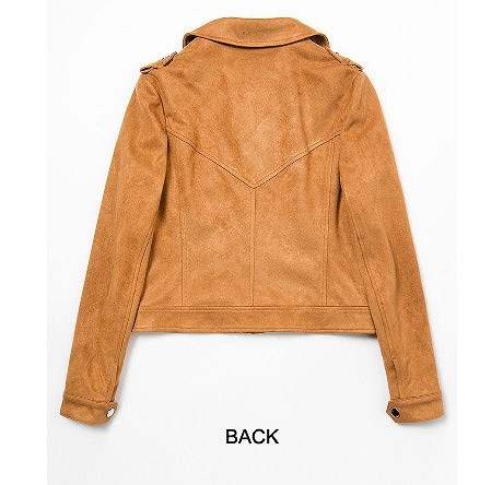 レディース　ライトアウター　スエードジャケット　フロントジップ　ショートジャケット　長袖　無地　シンプル　カジュアル　大人可愛い　リゾート　デート　お出かけ　デイリー　ブラウン　送料無料