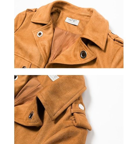 レディース　ライトアウター　スエードジャケット　フロントジップ　ショートジャケット　長袖　無地　シンプル　カジュアル　大人可愛い　リゾート　デート　お出かけ　デイリー　ブラウン　送料無料