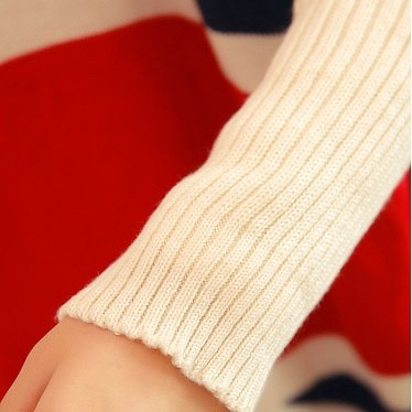 レディース　トップス　ニット　ゆるセーター　Vネック　ユニオンジャック　プルオーバー　長袖　シンプル　ゆったり　カジュアル　フリーサイズ　大人可愛い　フェミニン　デート　お出かけ　デイリー　ネイビー　レッド　送料無料