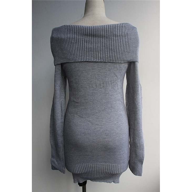 レディース　オフショルダー　ニット　ワンピース　膝上丈　長袖　タイト　無地　大人カジュアル　フリーサイズ　シンプル　リゾート　普段着　デイリー　お出かけ　デート　グレー　ホワイト　ブラック　送料無料