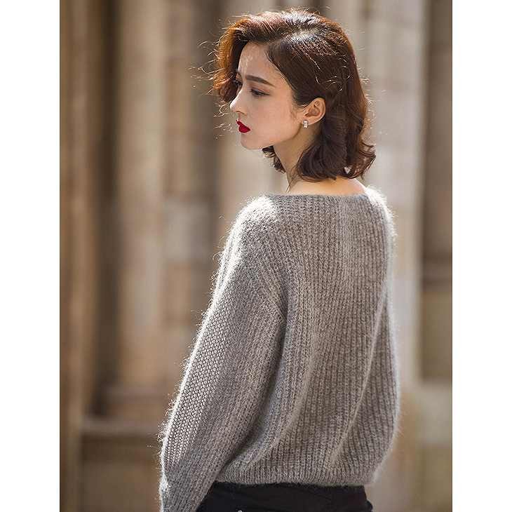レディース　トップス　ニット　セーター　ラウンドネック　プルオーバー　無地　シンプル　カジュアル　フリーサイズ　大人可愛い　オフィス　フェミニン　デート　お出かけ　デイリー　グレー　送料無料