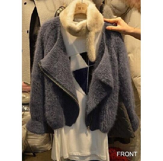 レディース　アウター　ジップジャケット　カーディガン　長袖　無地　シンプル　カジュアル　大きいサイズ　ゆったり　大人可愛い　フェミニン　暖かい　防寒　デート　お出かけ　デイリー　普段着　グレー　送料無料