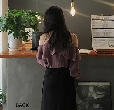 レディース　トップス　カットソー　オフショルダー　セクシー　フリル　無地　長袖　カジュアル　大人可愛い　フリーサイズ　フェミニン　デート　お出かけ　デイリー　普段着　パープル　送料無料
