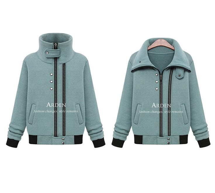 レディース　ジャケット　フルジップ　長袖　ハイネック　おしゃれ　カジュアル　大人可愛い　ストリート系　デート　お出かけ　デイリー　グレー　ミント　送料無料
