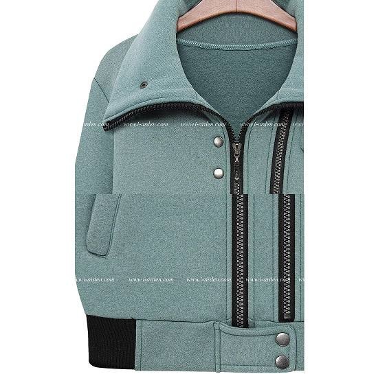 レディース　ジャケット　フルジップ　長袖　ハイネック　おしゃれ　カジュアル　大人可愛い　ストリート系　デート　お出かけ　デイリー　グレー　ミント　送料無料