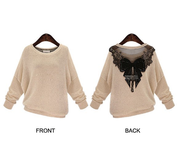 レディース　ウール　セーター　長袖　レース　シースルー　大きいサイズ　おしゃれ　ストリート　カジュアル　大人可愛い　エレガント　デート　デイリー　お出かけ　ブラック　ベージュ　送料無料