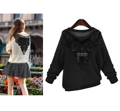レディース　ウール　セーター　長袖　レース　シースルー　大きいサイズ　おしゃれ　ストリート　カジュアル　大人可愛い　エレガント　デート　デイリー　お出かけ　ブラック　ベージュ　送料無料