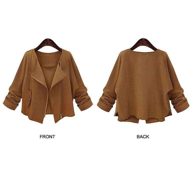 レディース　ファスナー　ジャケット　長袖　ショート丈　おしゃれ　ストリート　カジュアル　大人可愛い　エレガント　デート　デイリー　お出かけ　キャメル　送料無料