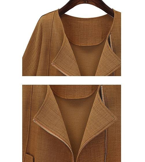 レディース　ファスナー　ジャケット　長袖　ショート丈　おしゃれ　ストリート　カジュアル　大人可愛い　エレガント　デート　デイリー　お出かけ　キャメル　送料無料