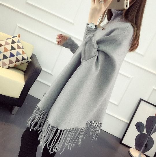 レディース　セーター　ショールスタイル　長袖　タートルネック　おしゃれ　ストリート　カジュアル　大人可愛い　エレガント　デート　デイリー　お出かけ　グレー　カーキ　レッド　ブラック　送料無料