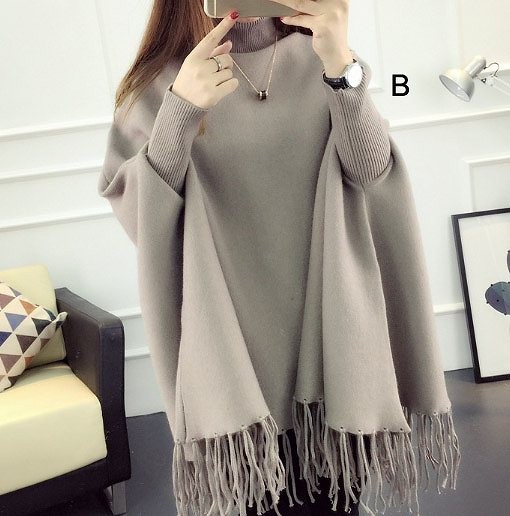 レディース　セーター　ショールスタイル　長袖　タートルネック　おしゃれ　ストリート　カジュアル　大人可愛い　エレガント　デート　デイリー　お出かけ　グレー　カーキ　レッド　ブラック　送料無料