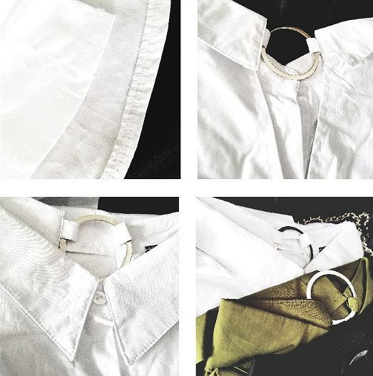 レディース　トップス　シャツ　バックオープン　サイドスリット　無地　長袖　シンプル　カジュアル　大人可愛い　フリーサイズ　フェミニン　デート　お出かけ　デイリー　ブラック　ホワイト　カーキ　ブラウン　送料無料