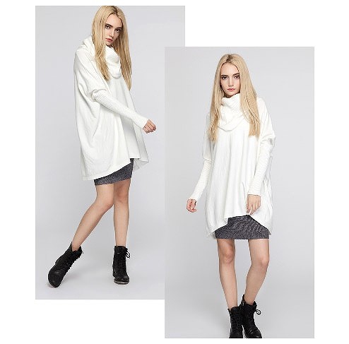 レディース　トップス　タートルネック　カットソー　ニット　長袖　無地　シンプル　カジュアル　ゆったり　フリーサイズ　大人可愛い　デート　お出かけ　デイリー　グレー　ブラウン　ホワイト　送料無料