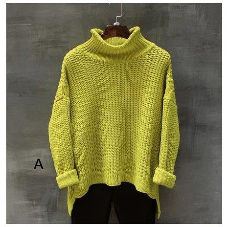 レディース　トップス　ハイネック　ニット　セーター　長袖　無地　シンプル　プルオーバー　カジュアル　ゆったり　フリーサイズ　大人可愛い　学生　オフィス　OL　デート　お出かけ　デイリー　グリーン　ホワイト　送料無料