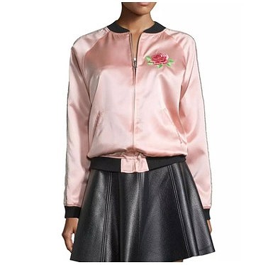 レディース　ファッション　アウター　スカジャン　刺しゅう入り　薔薇　長袖　ジャケット　かわいい　キュート　大人カジュアル　外出　旅行　デート　お出かけ　ピンク　送料無料